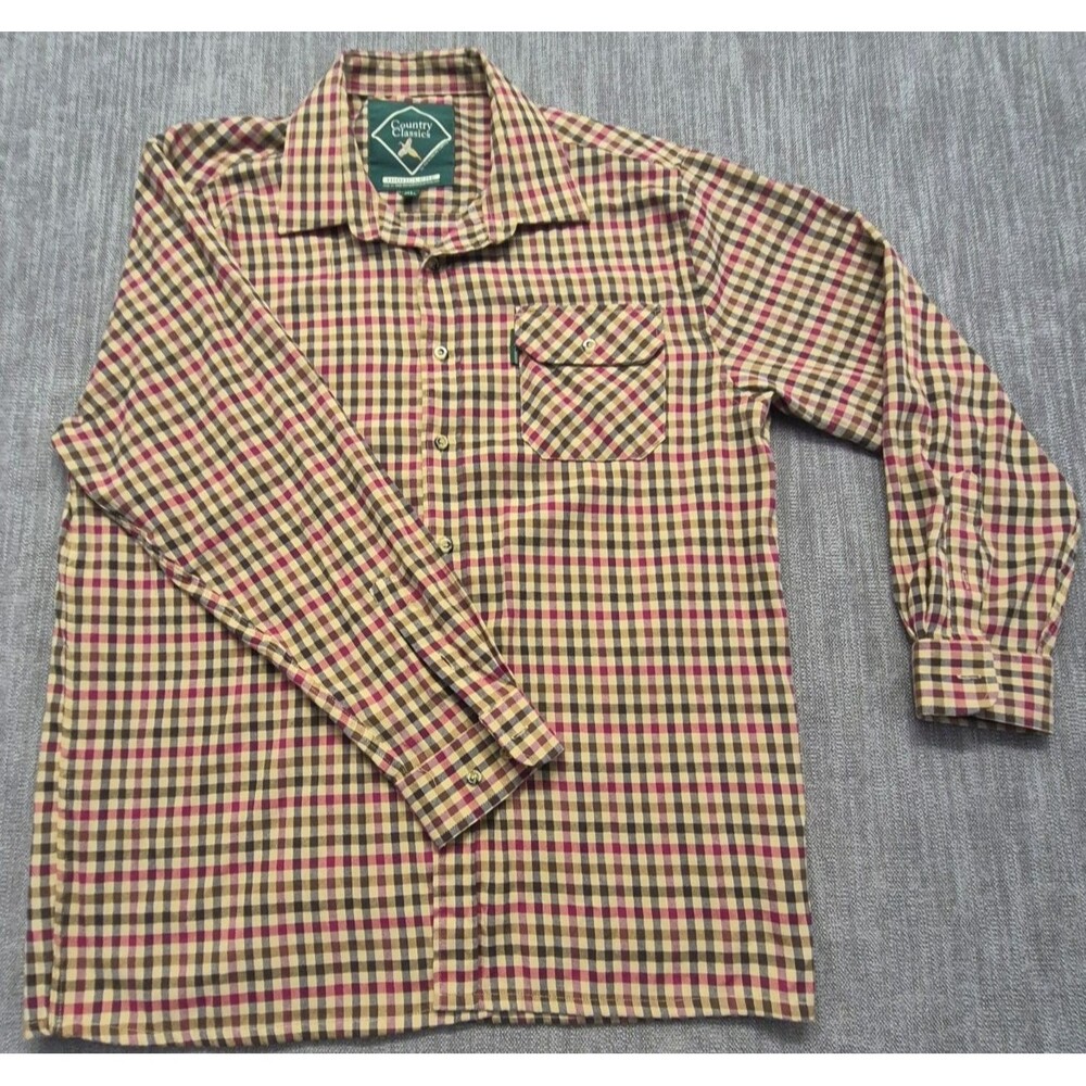 Country Classics Highclere Red Plaid Flannel Shirt Men's XL 17-17.5 Long Sleeves